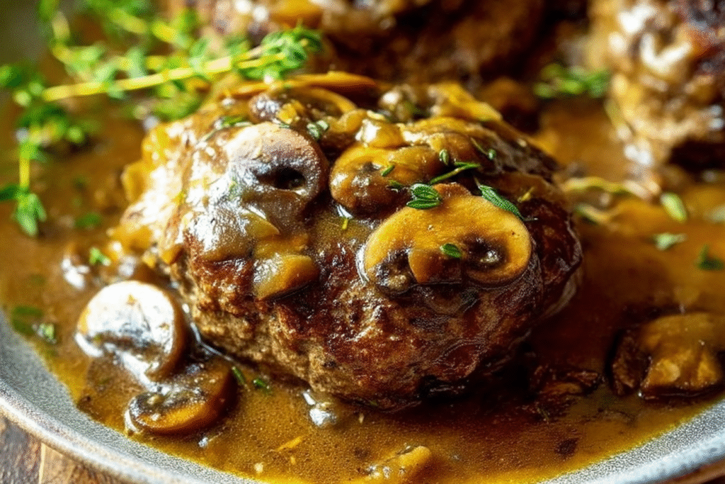 Bobby Flay’s Juicy Salisbury Steak with Mushroom Gravy