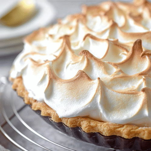 Chocolate Meringue Pie with golden meringue topping