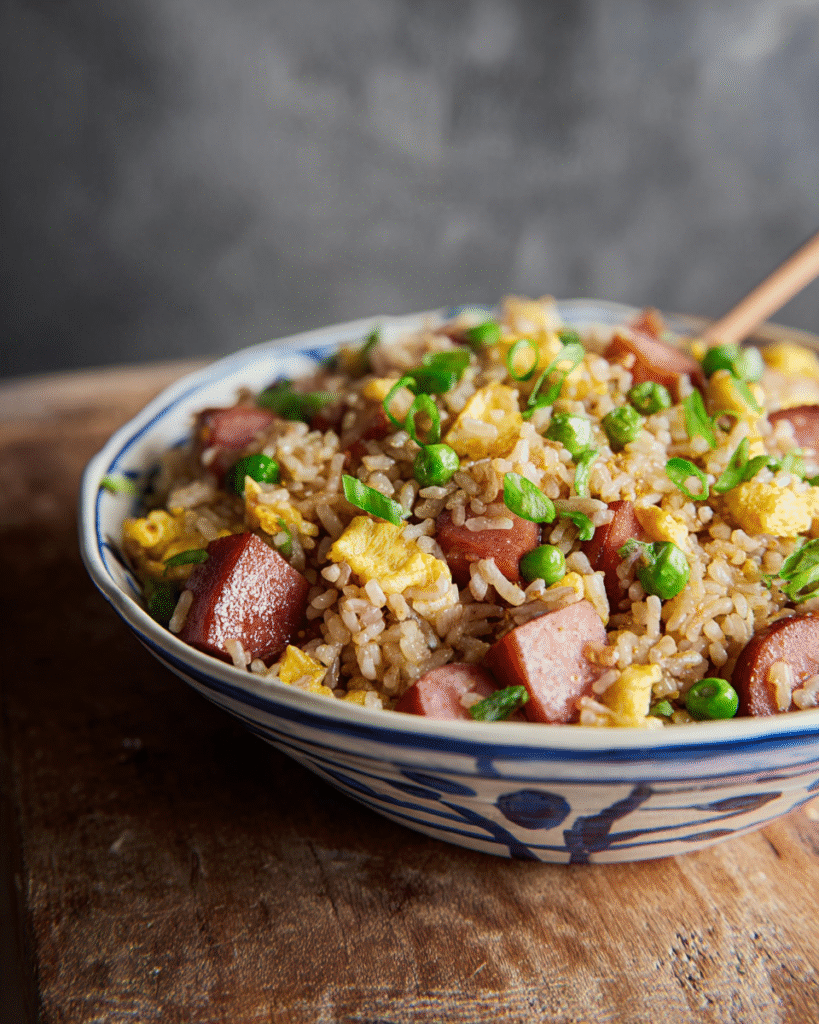 Filipino-style Spam fried rice with banana ketchup