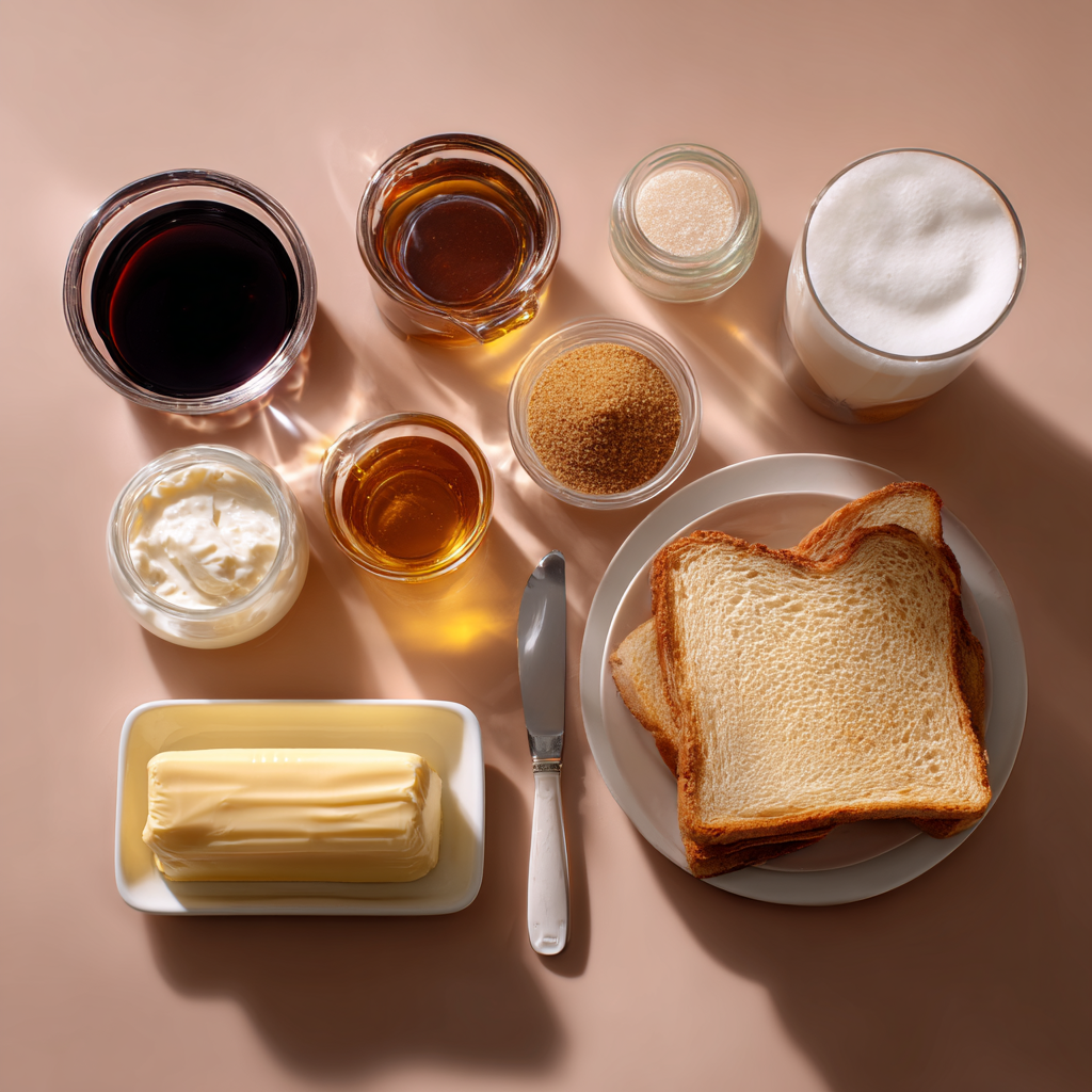 French toast syrup ingredients and jar