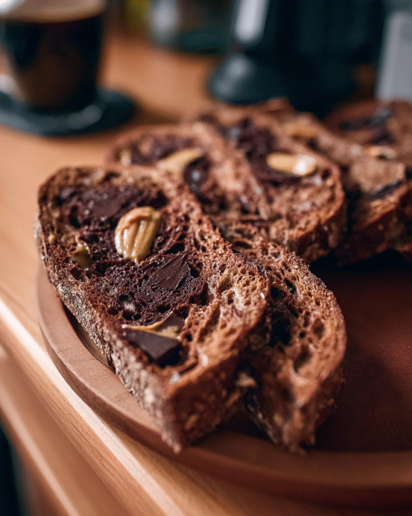 PB&J sandwich made with chocolate peanut butter sourdough