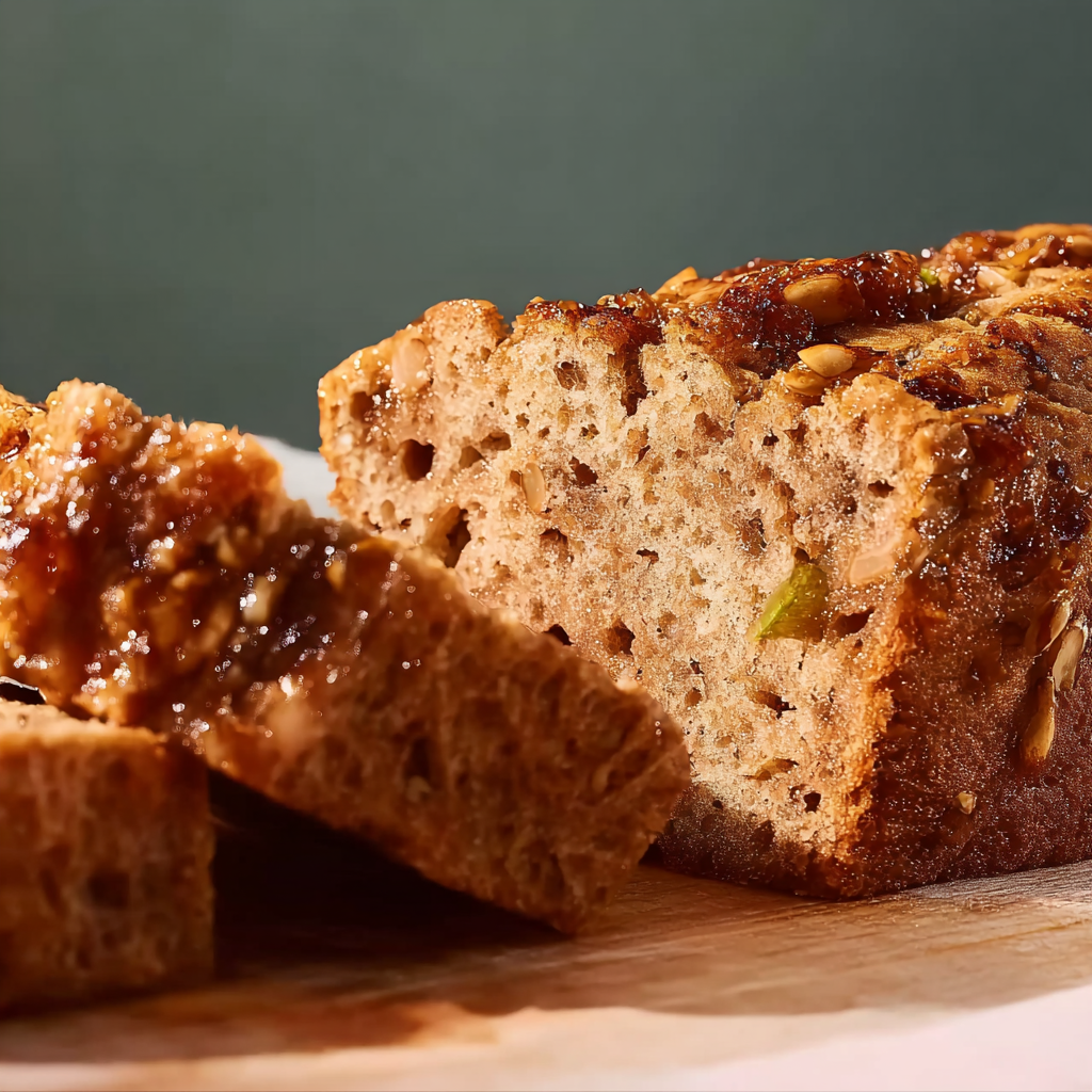Warm slice of zucchini bread with melted butter