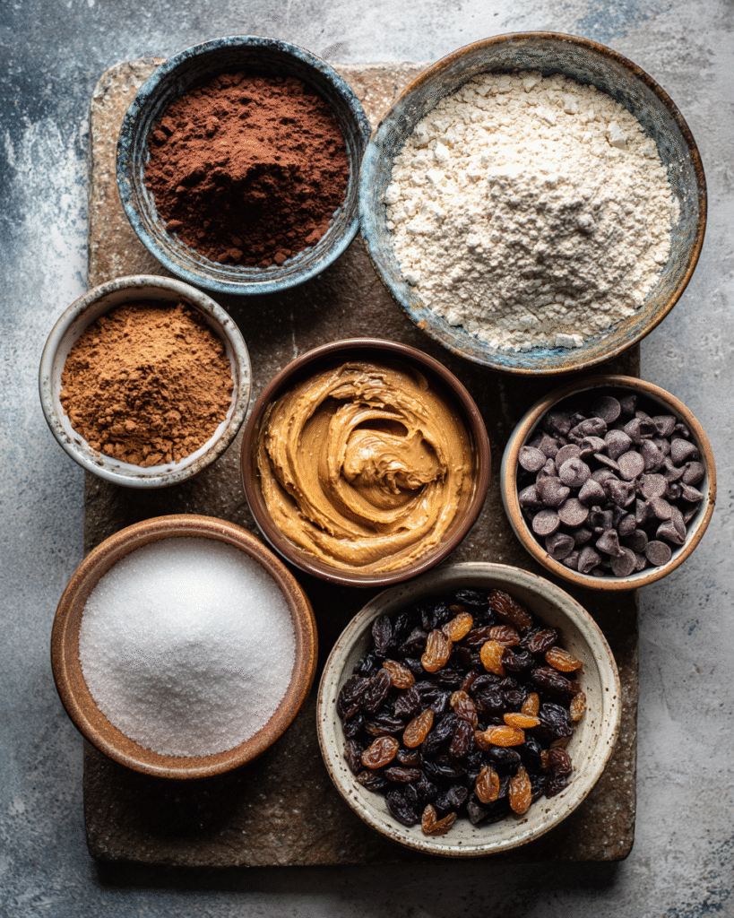 Chocolate peanut butter sourdough ingredients prep