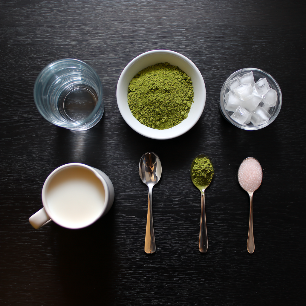 Whisking matcha powder with hot water in a bowl to create a smooth paste
