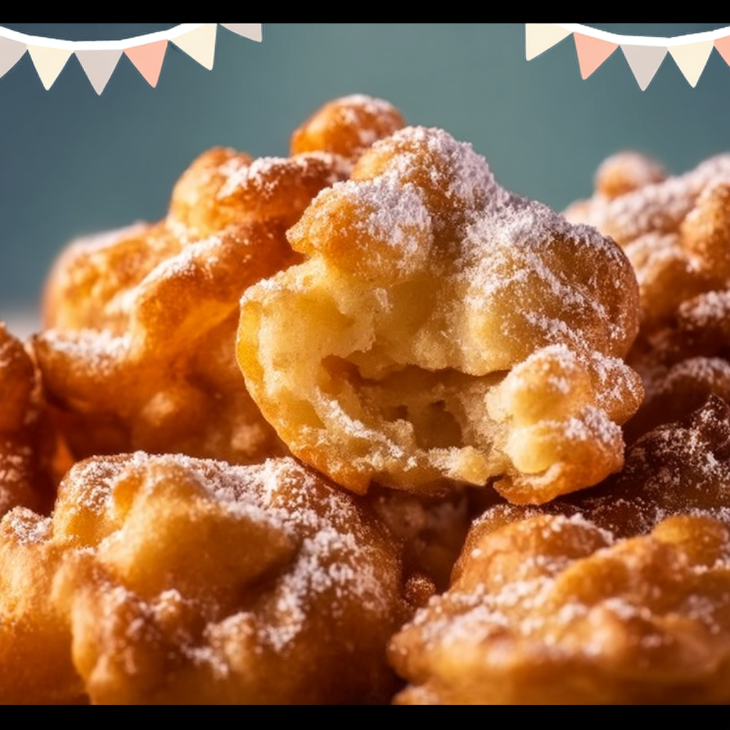 Funnel cake bites served with sauces at a party